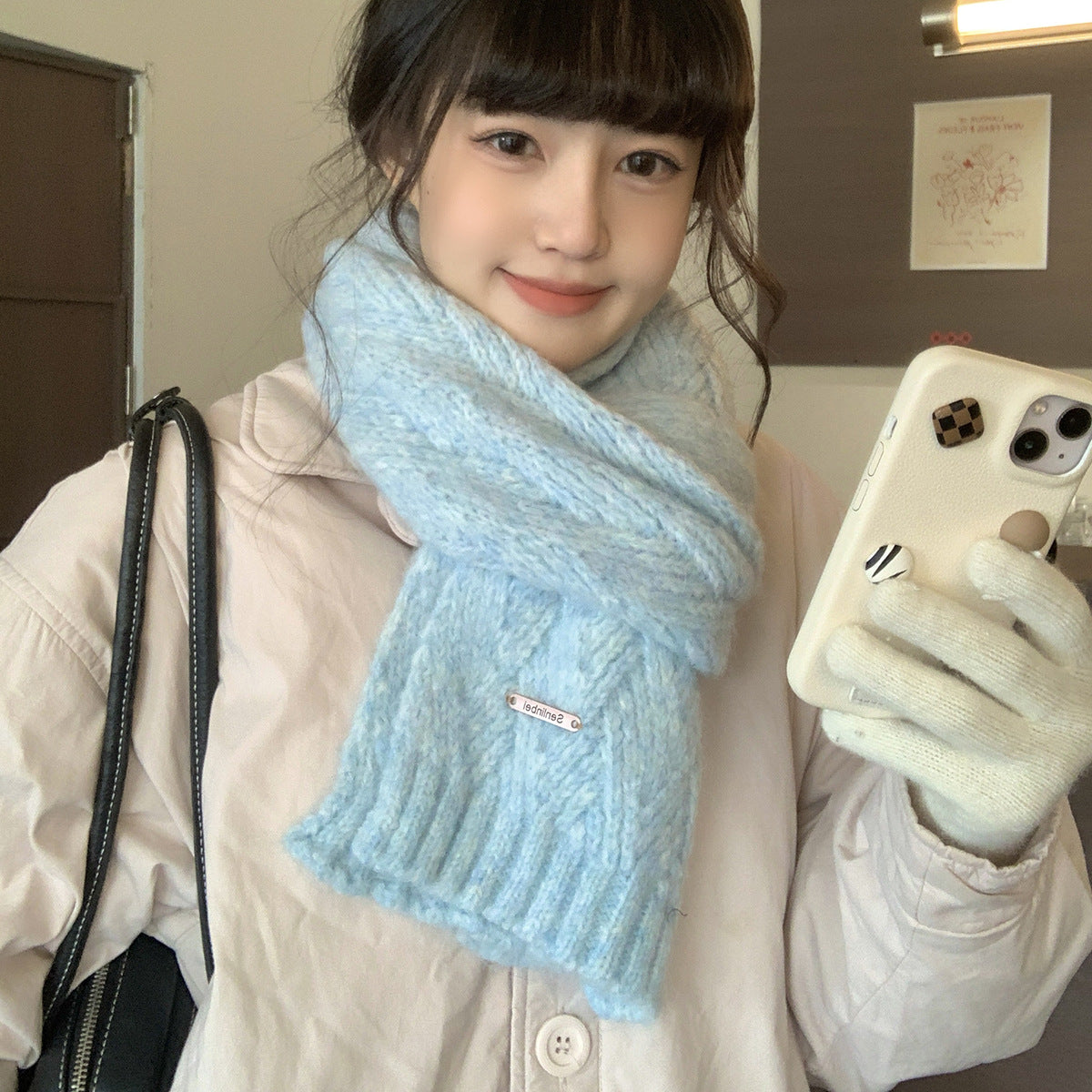 Alpaca wool blended scarf, 24x165cm