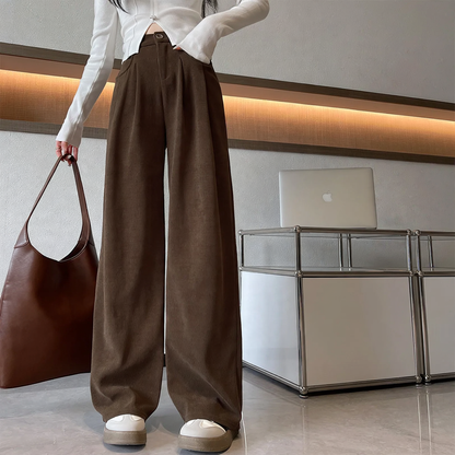 Women's corduroy pants, wide cut, lined
