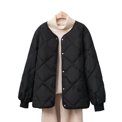 Light women's quilted jacket with diamond pattern