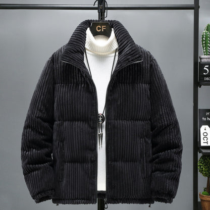 Men's winter jacket, cord, stand collar, padded