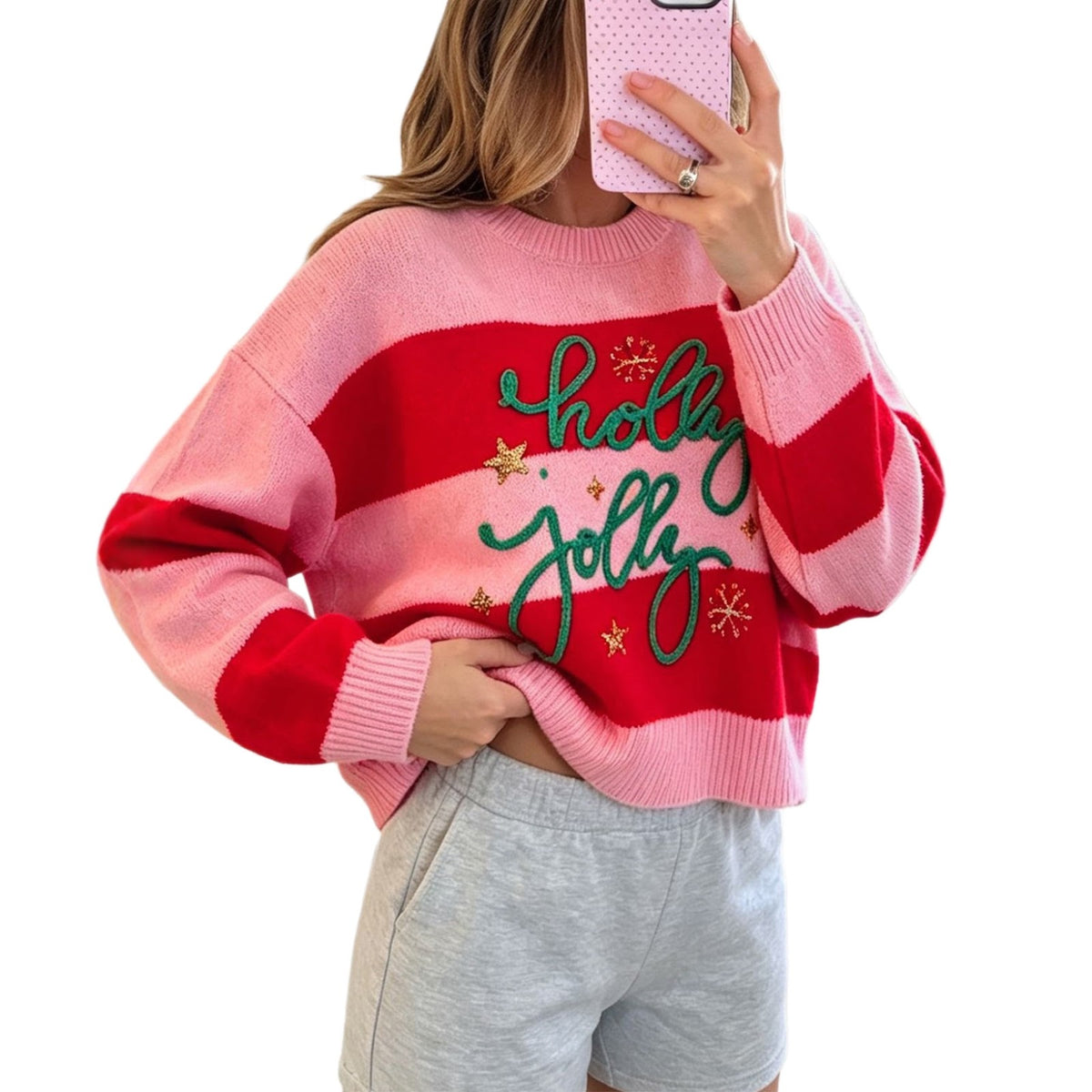 Christmas knitted sweater with letter motif