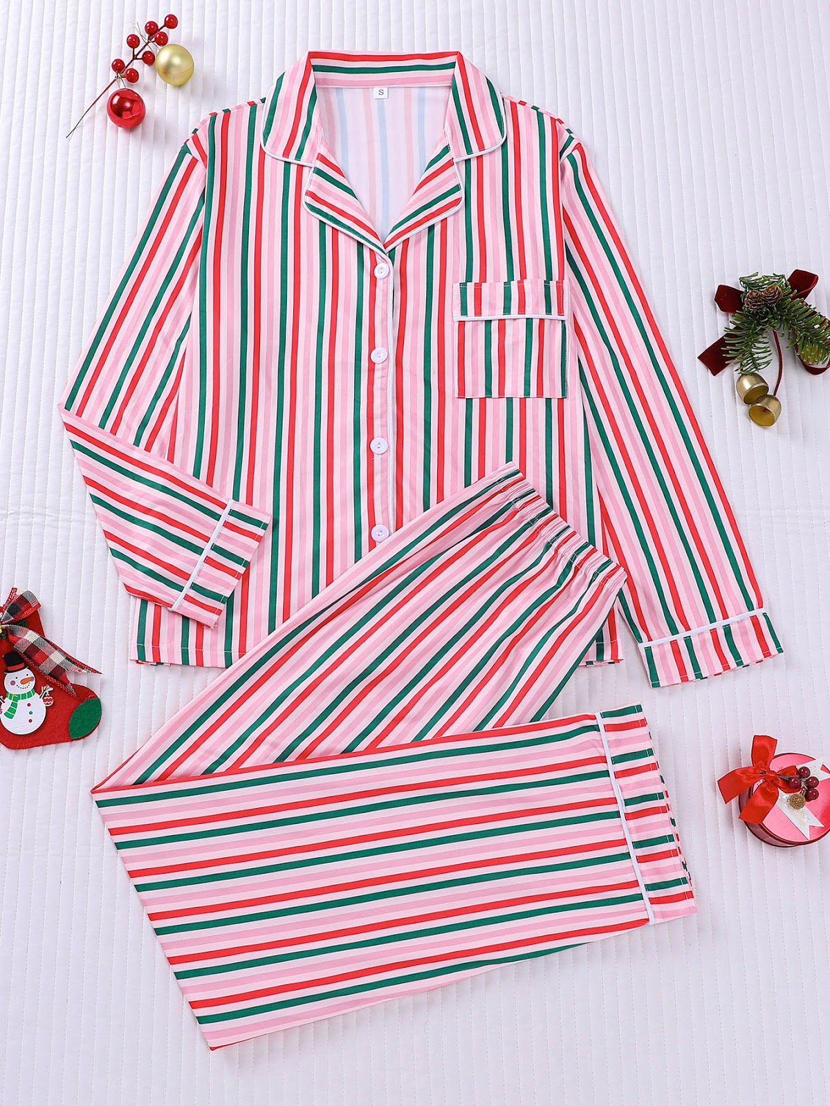 Women's Pajama Set, Long Sleeve, Christmas Motif