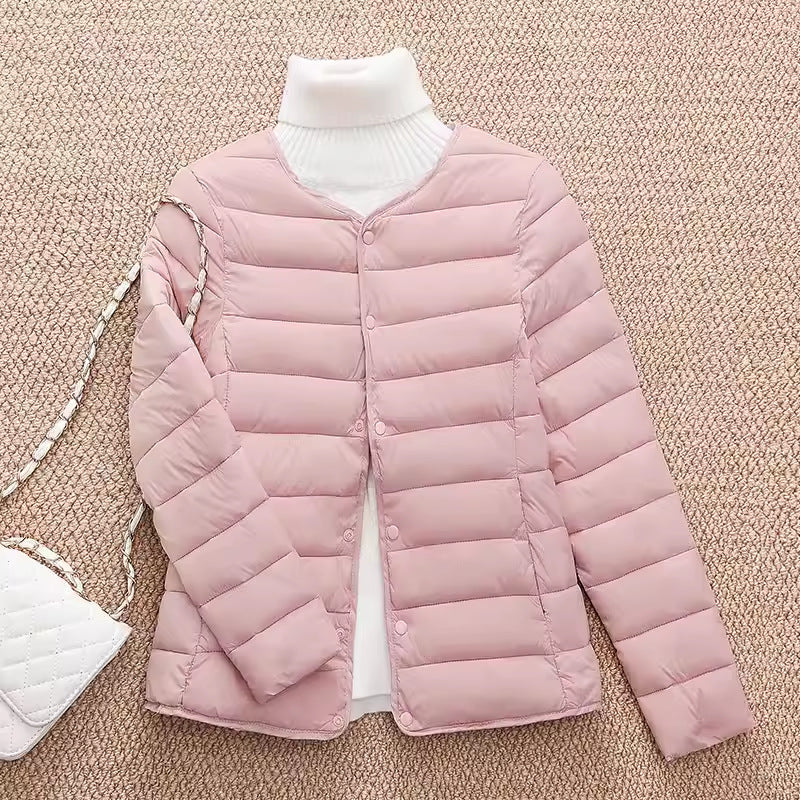 Light women's quilted jacket, short, tailored