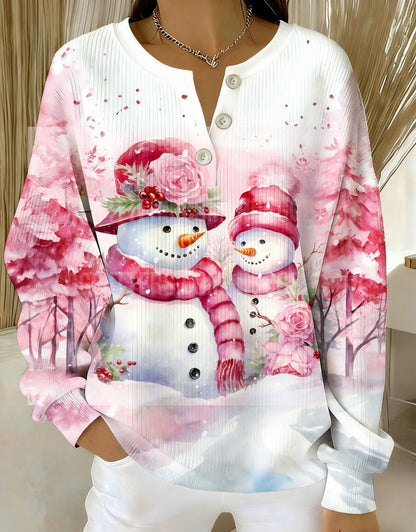 Christmas knitted pullover with stand-up collar and 3D print