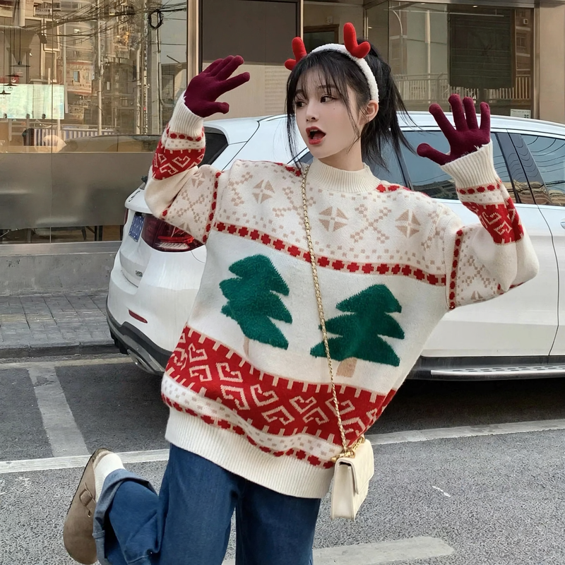 Christmas sweater, round neck, loose fit