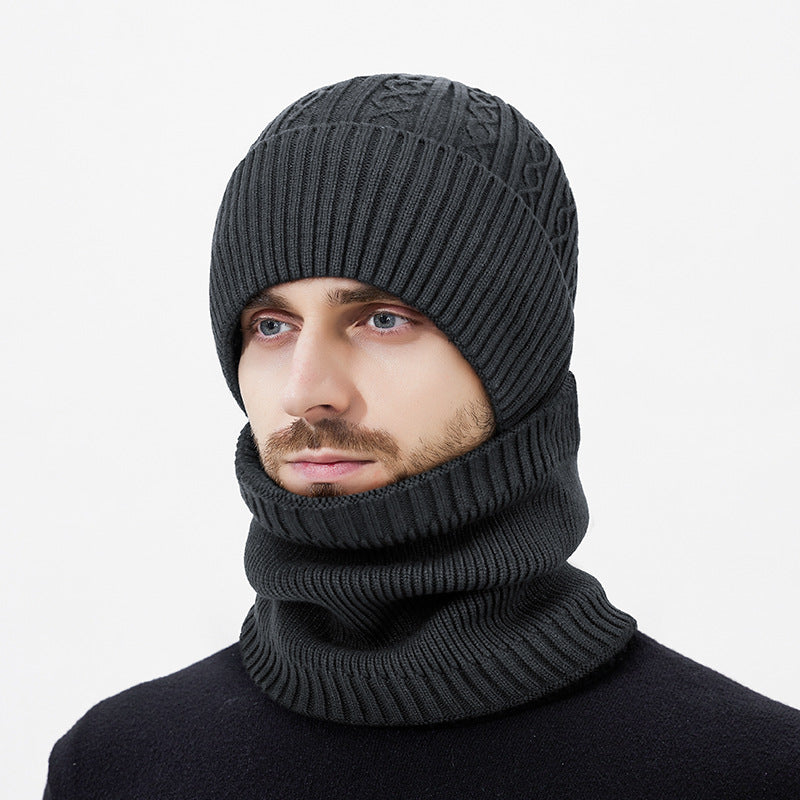 Knit hat and neck warmer set, One size