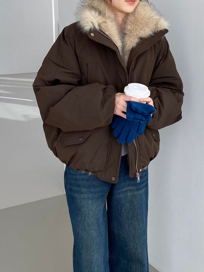 Ladies' Down Parka with Faux Fur Collar