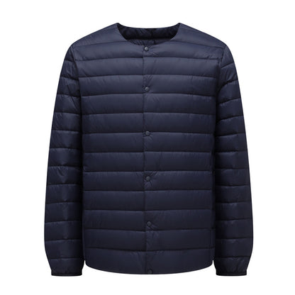 Unisex down jacket, lightweight, with adjustable neckline