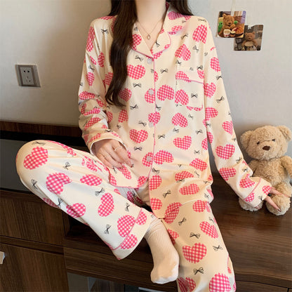 Women's house suit, long-sleeved, with Christmas cartoon print