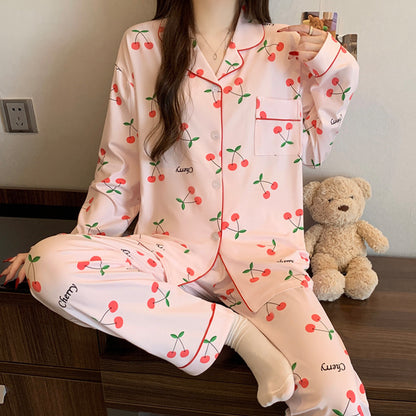 Women's house suit, long-sleeved, with Christmas cartoon print