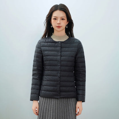 Light women's down jacket, simple design
