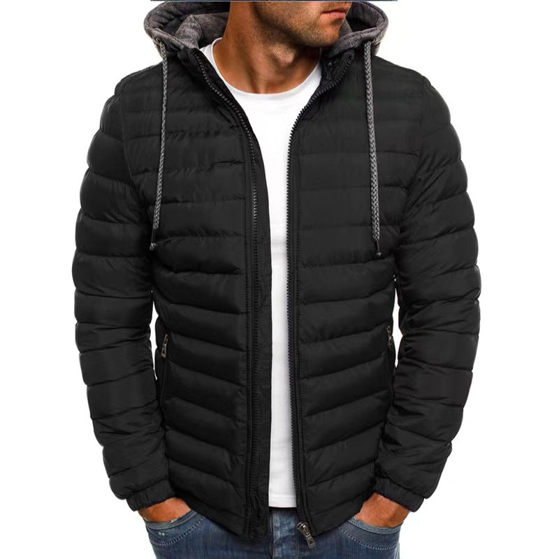Padded men's winter jacket with hood