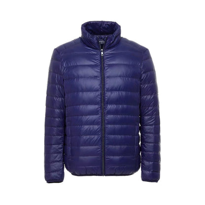 Simple men's down jacket with stand-up collar