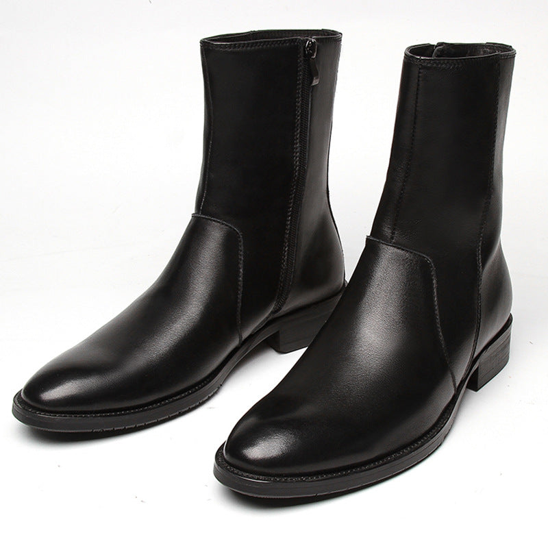 Men's leather ankle boots, classic Chelsea boots