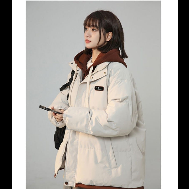 Fleece-lined women's winter jacket in layered look