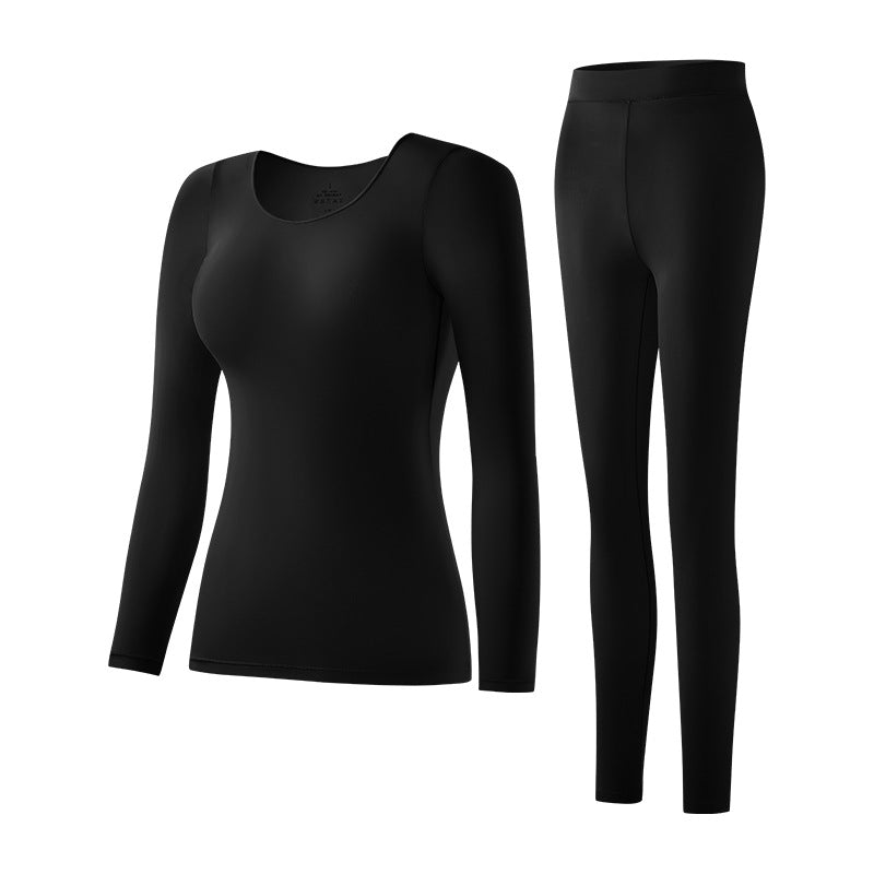 Women's thermal underwear set, ultra-thin, round neckline