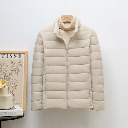 Women's Down Jacket, lightweight, stand collar, short