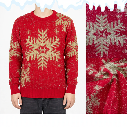 Festive women's Christmas sweater with reindeer and snowflakes