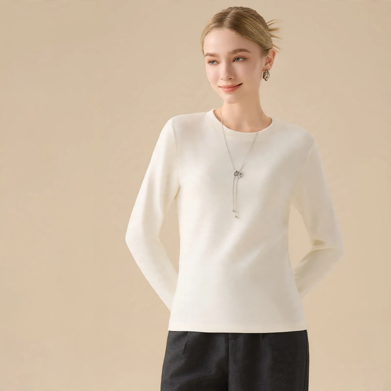 Women’s Long Sleeve Undershirt, Lined, Round Neck