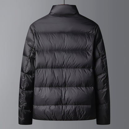 Warm men's down jacket, simple design