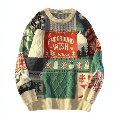 Men's knitted sweater with contrast pattern