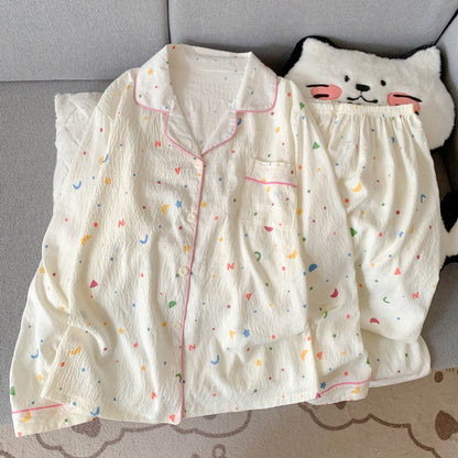 Ladies' Pajama Set, long-sleeved, with button placket, Cartoon style