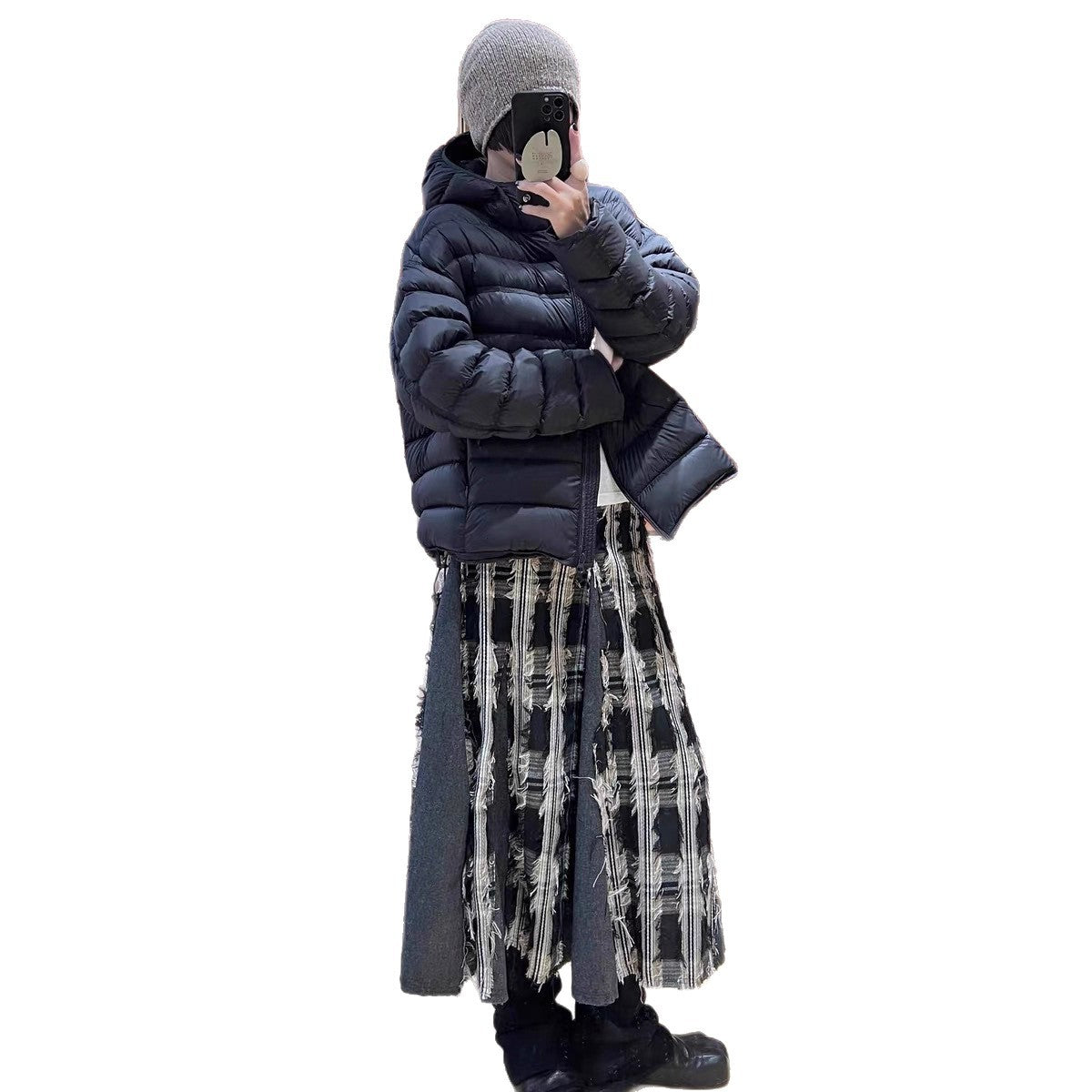 Light women's down jacket with hood