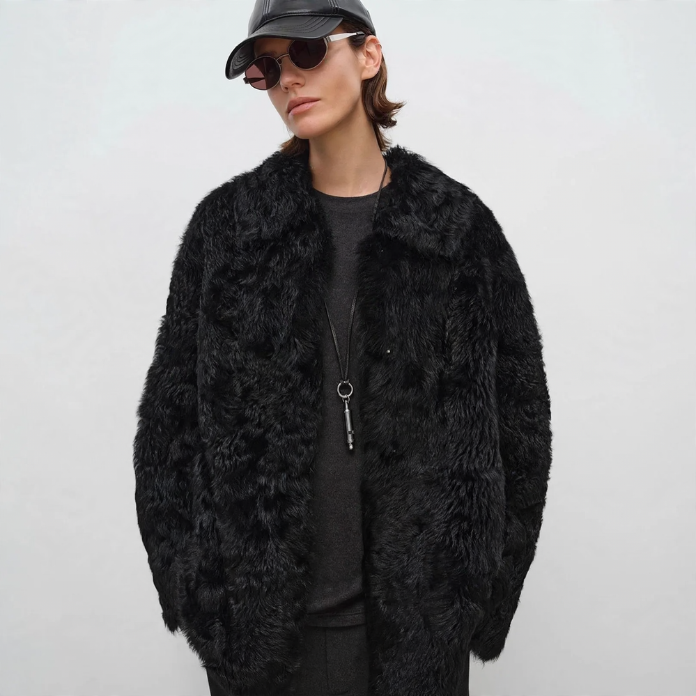 Women's coat made of lambskin imitation in Toscano look