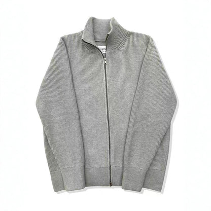 Unisex knitted jacket with roll neck and double zipper