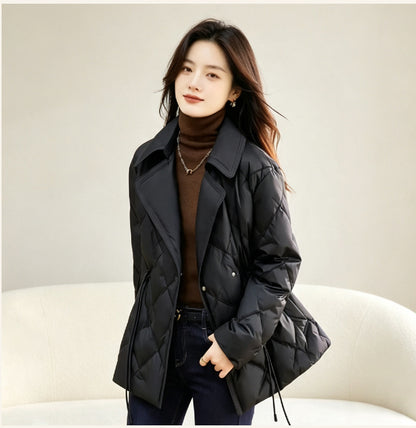 Short women's down jacket in elegant style