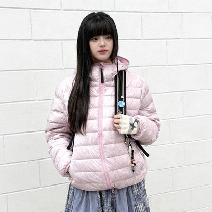 Light women's down jacket with hood