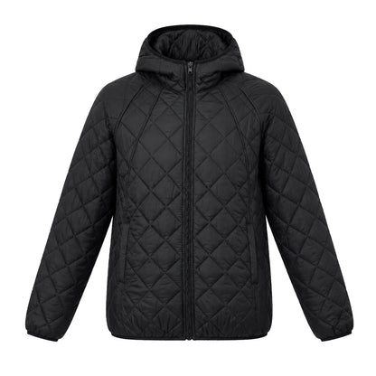 Light women's padded jacket with hood, loosely cut