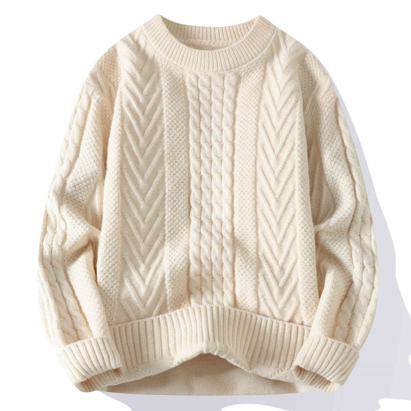 Chunky knit sweater with cable pattern
