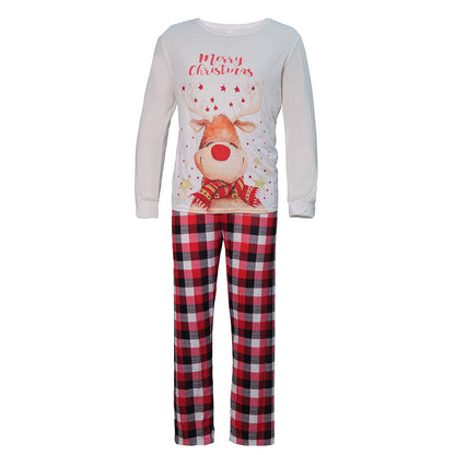 Family pajama set with animal and checked patterns