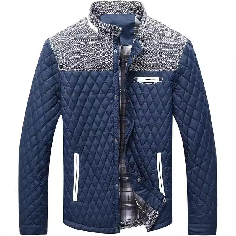 Men's padded jacket, checked, for leisure and sport