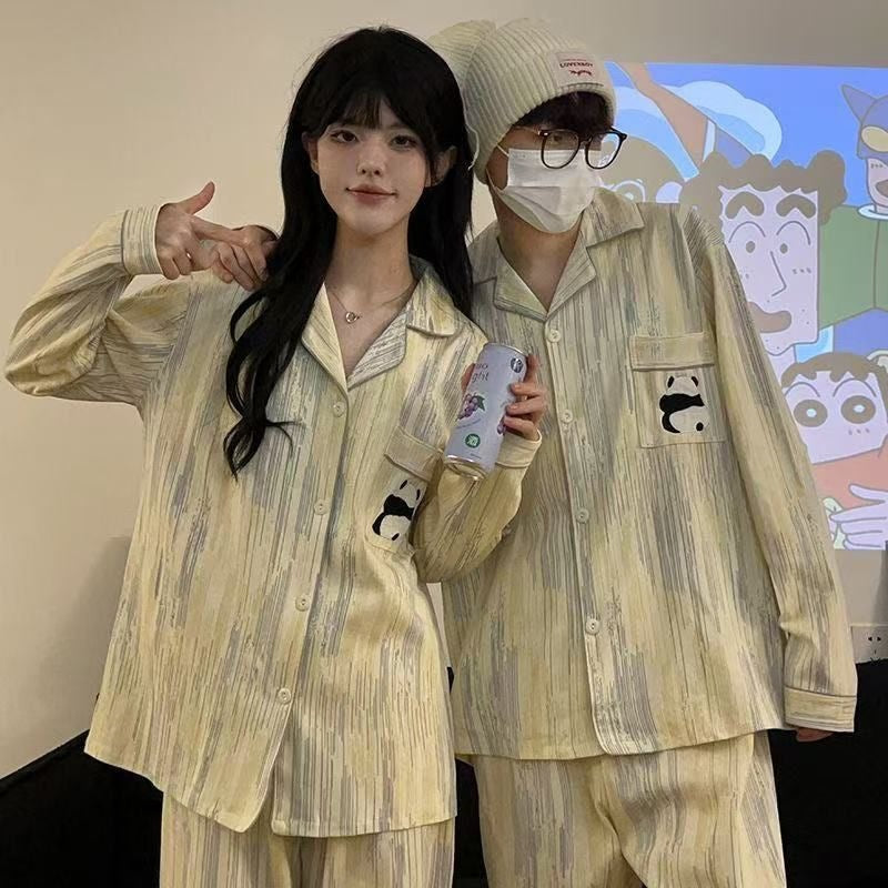 Cartoon Pajama Set for Couples, Long Sleeve