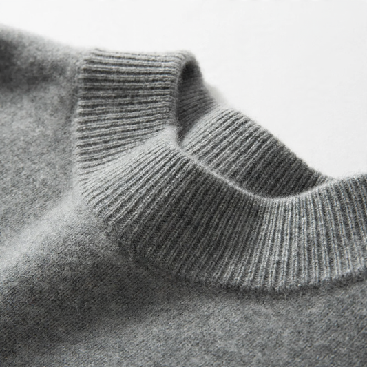 Men's Cashmere Sweater, Stand-Up Collar, Thick Knit Design