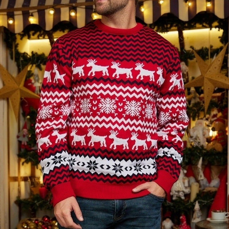 Christmas sweater with snowflake and reindeer motif