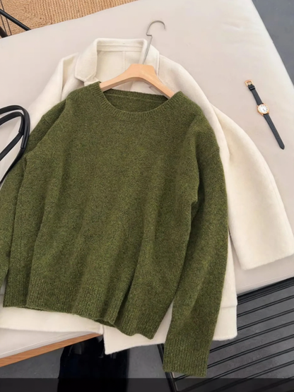 Vintage knit sweater in avocado green