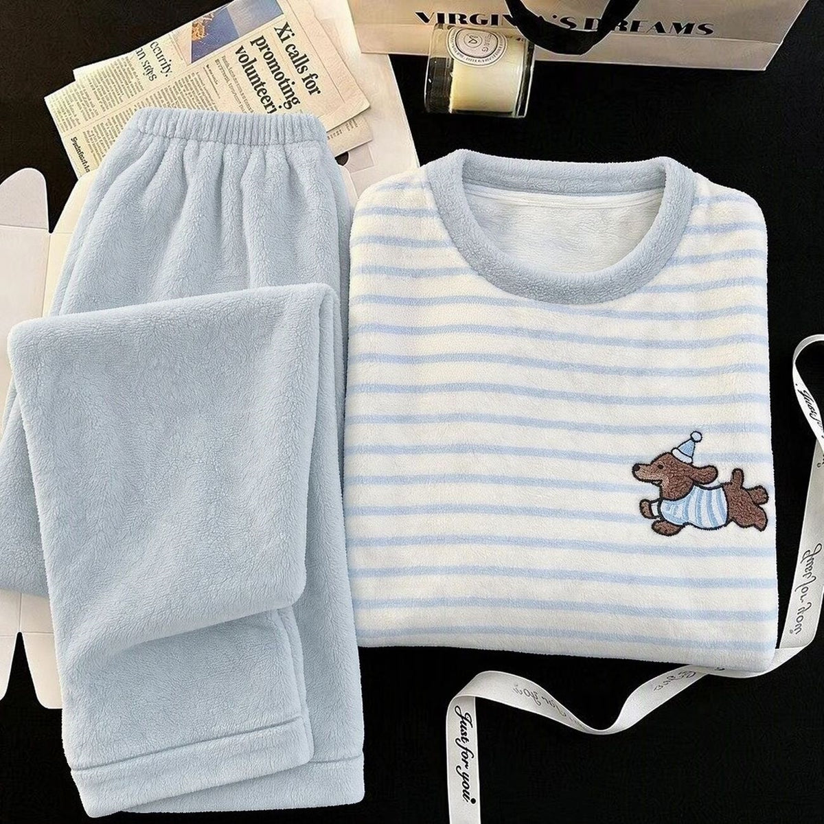 Women's Pajama Set, Coral Fleece, Cartoon Pattern