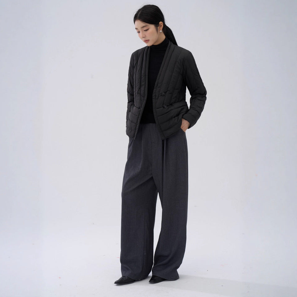 Light V-neck down jacket for women