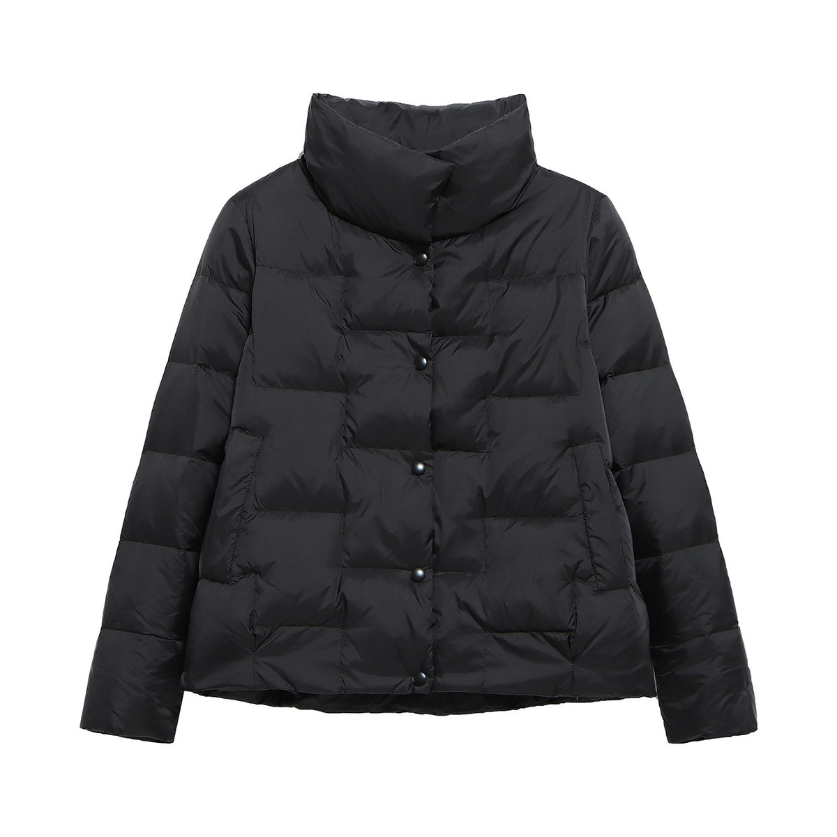 Short women's down jacket with large collar