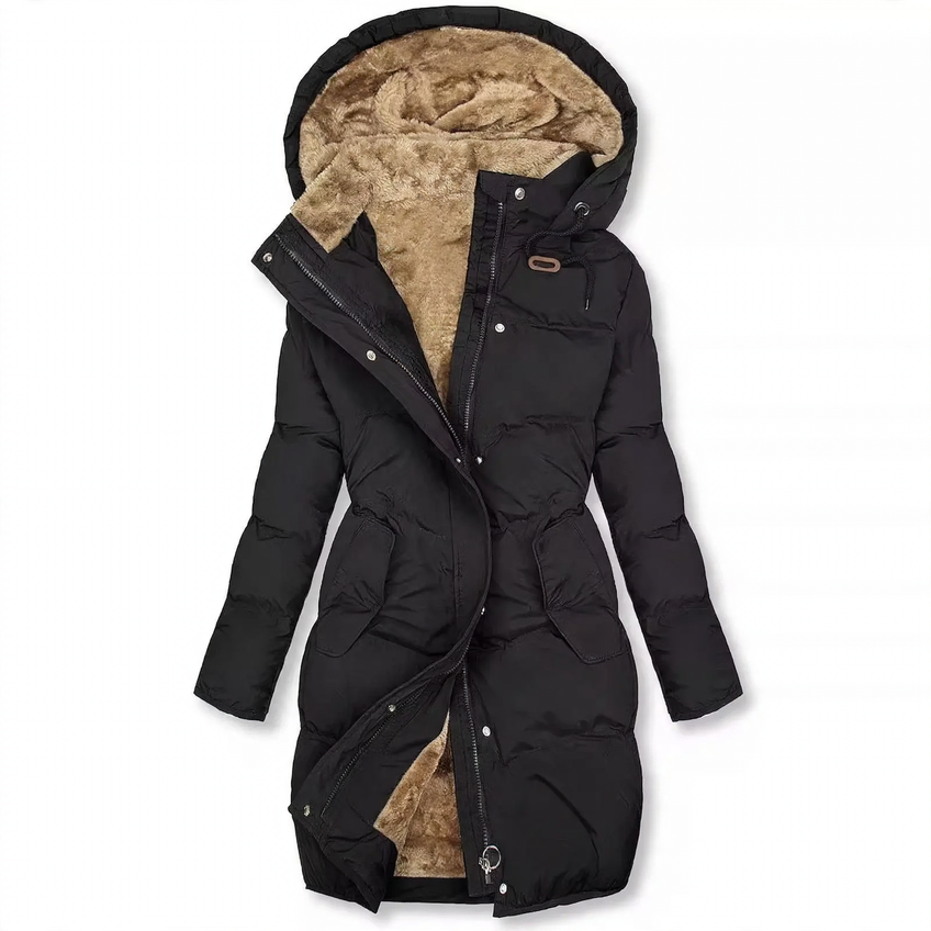 Padded women's jacket with fur collar