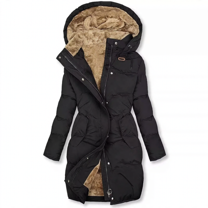 Padded women's jacket with fur collar