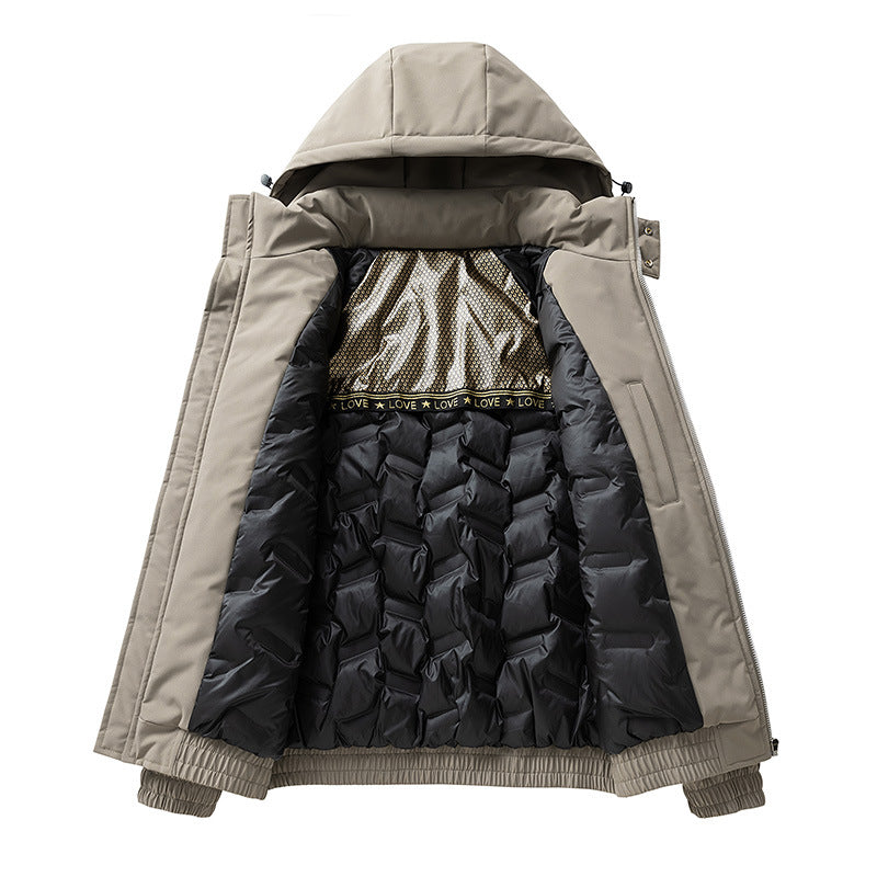 Warm men's down jacket in large sizes