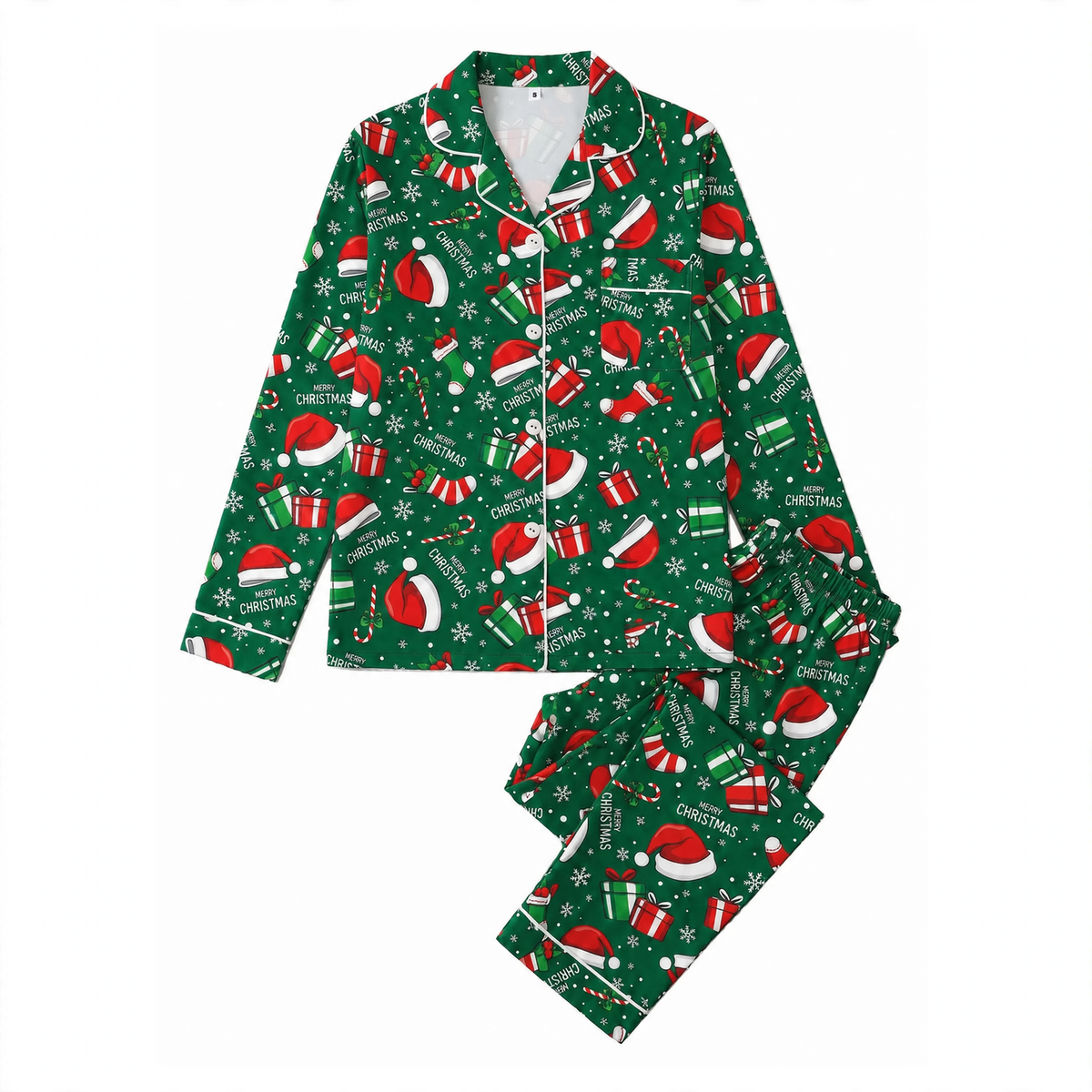 Women's Pajamas, Long Sleeve, with Cartoon Christmas Design