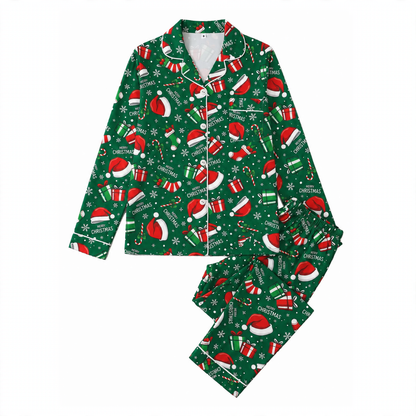 Women's Pajamas, Long Sleeve, with Cartoon Christmas Design