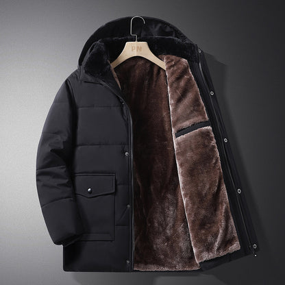 Padded winter jacket for men, detachable hood