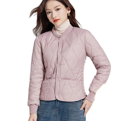 Short women's winter jacket with lamb fleece lining