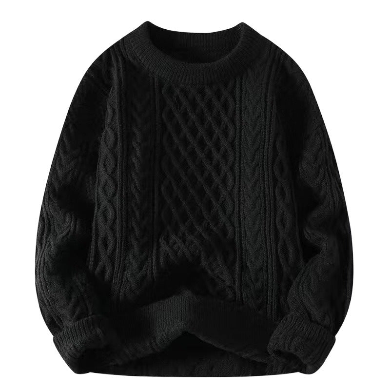 Coarse knit pullover with cable pattern for men